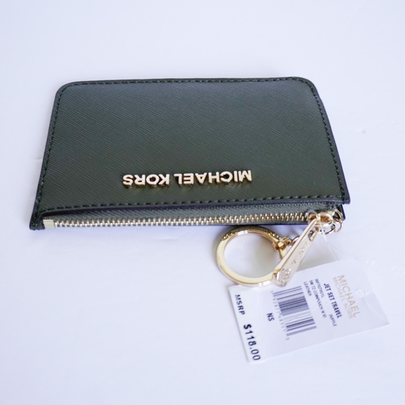 Michael Kors Jet Set CoinPouch Wallet Green Duffle - Picture 6 of 8